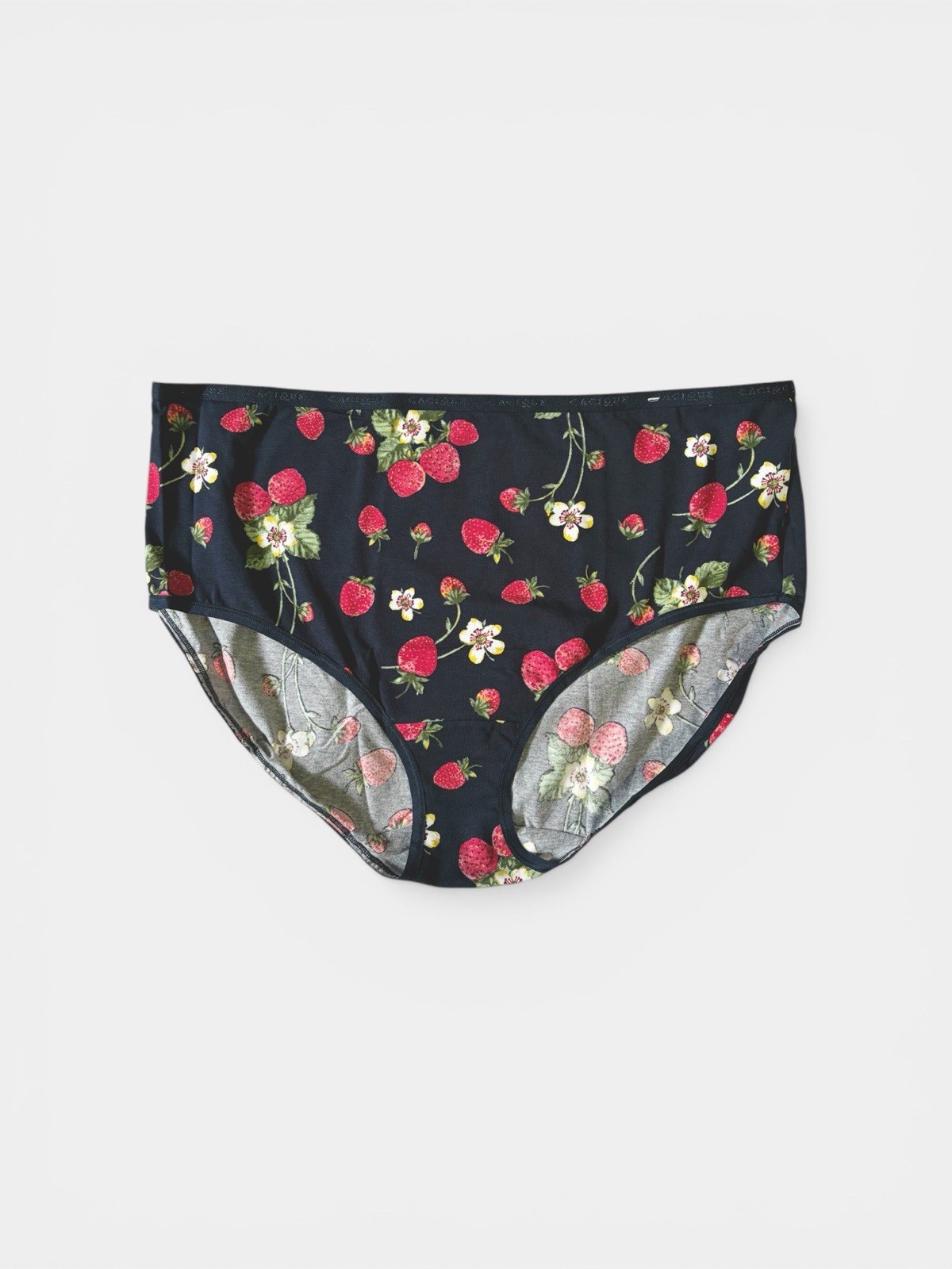 Lane Bryant Cacique Cotton High Leg Brief Panty 18/20 Strawberries Navy Blue