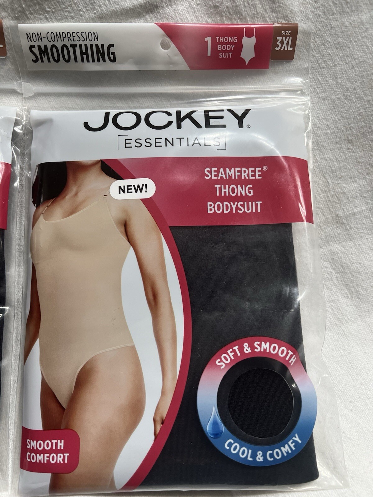 NEW Jockey Essentials Seam Free Non-Compression Bodysuit 2 Black Size 3xLarge