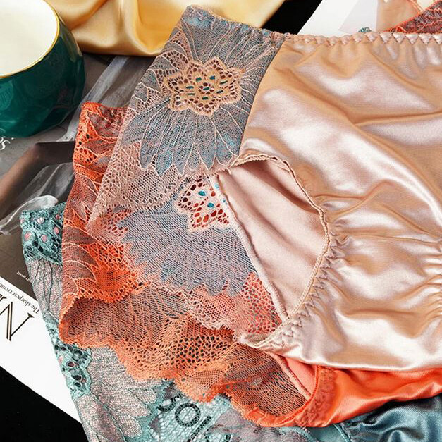 1-5 Pcs Womens Ladies Mid Waist Satin Panties Briefs Silky Lingeries Sexy Undies