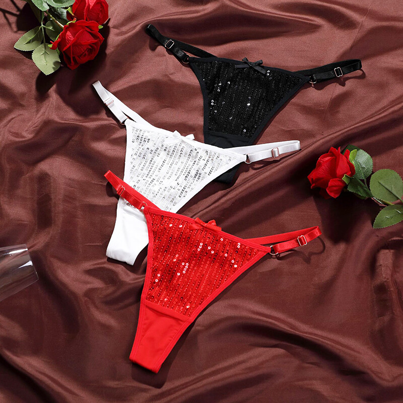 6 Pack Lot Sexy Womens Glitter Panties Thongs G string Briefs Underwear Tanga
