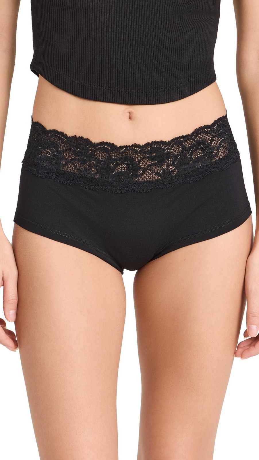 Cosabella Peachie Boy Short Panties Women’s US Size M/L Black Lace Trim