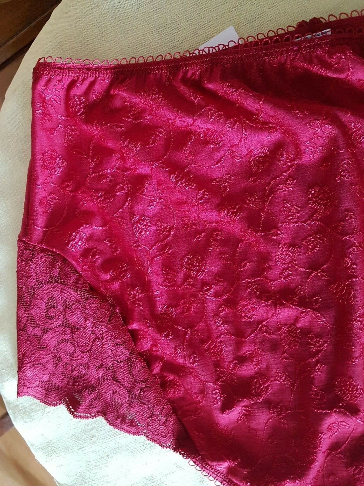 Arianne JADE Red Floral Brocade With Lace Deep Briefs 3XL
