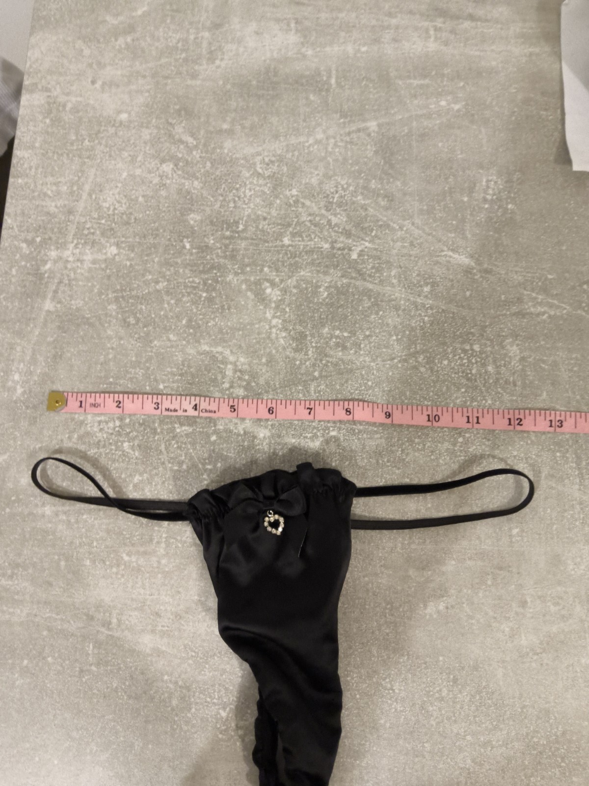 BNWOT Ann Summers Black Satin & Diamonte Trinket Thong Size 8-10