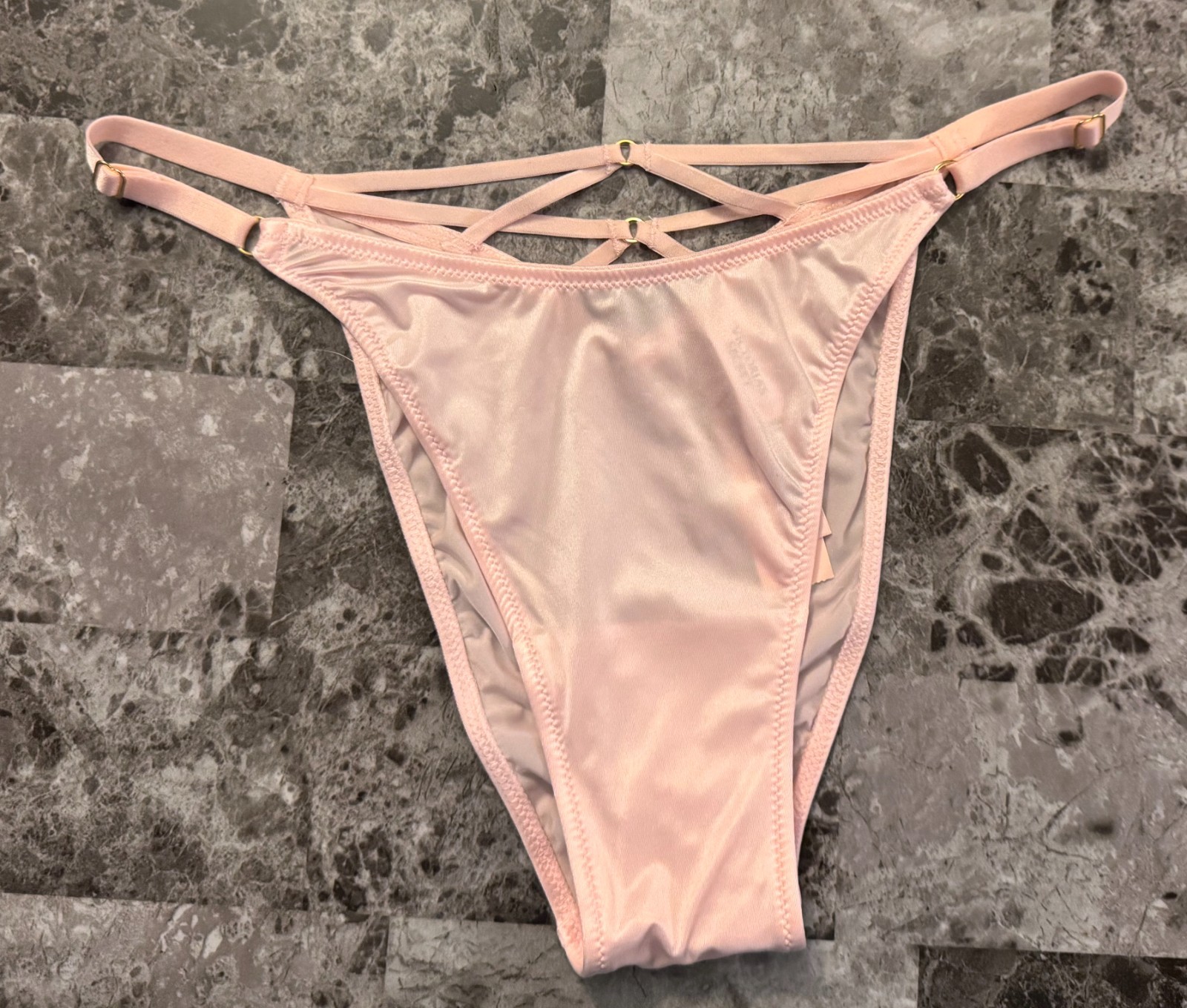 NWT VICTORIA’S SECRET PINK SATIN SMOOTH STRAPPY BACK BRAZILIAN CHEEKY PANTIES