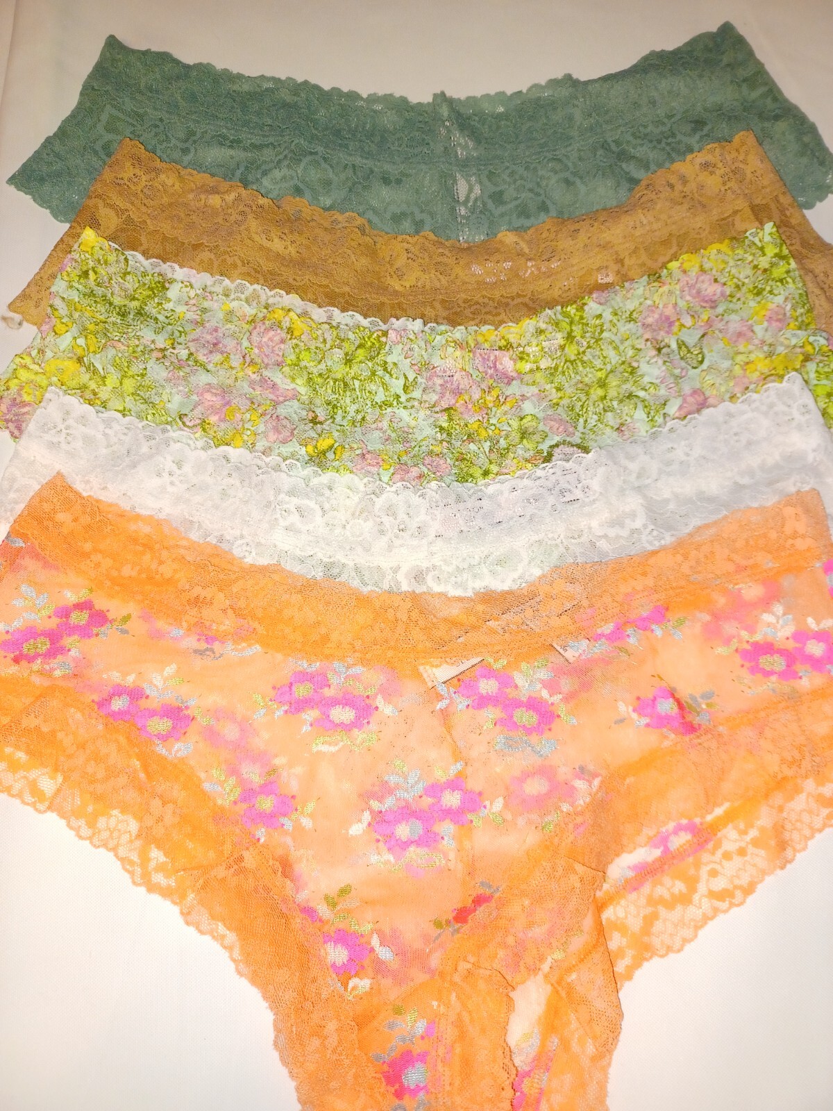 Victoria Secret 5 pack No Show Lace Panty Lot Sexy M L XL XXL cheeky floral NEW