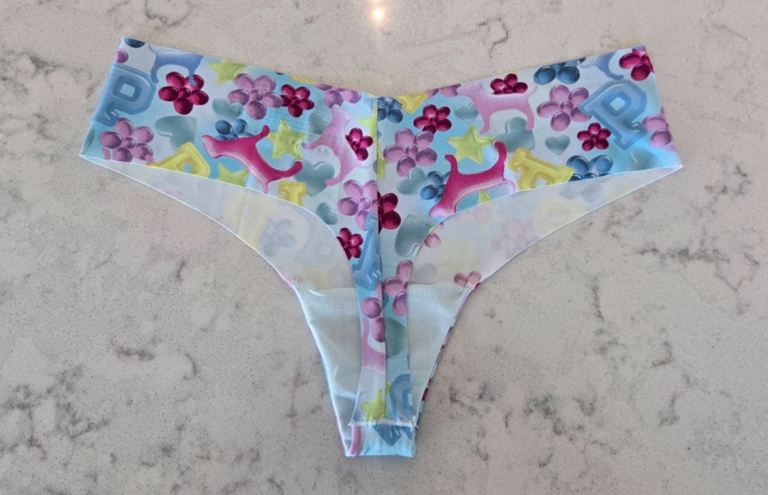 Victoria’s Secret PINK No-Show Thong – M – VS Blue Jellies Panty NWT