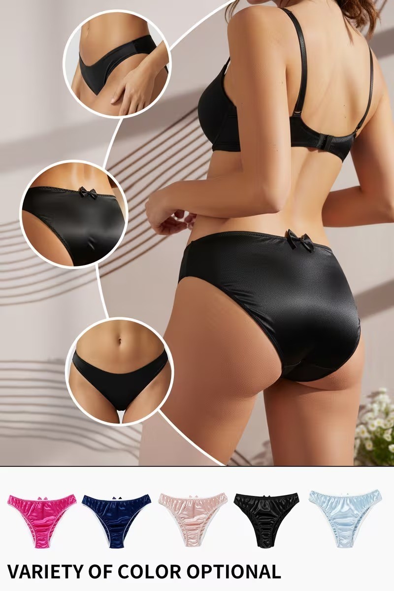 Girly Super Sexy Sissy Boy Femboy C/D Satin Bikini Panties Size X-Large (BG-52)