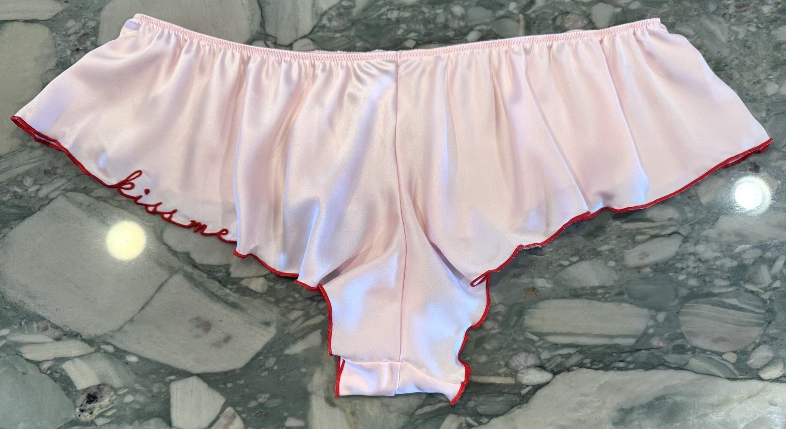 NEW Victoria Secret Very Sexy Satin Flutter Cheeky Shortie Pink KISS ME XL XXL