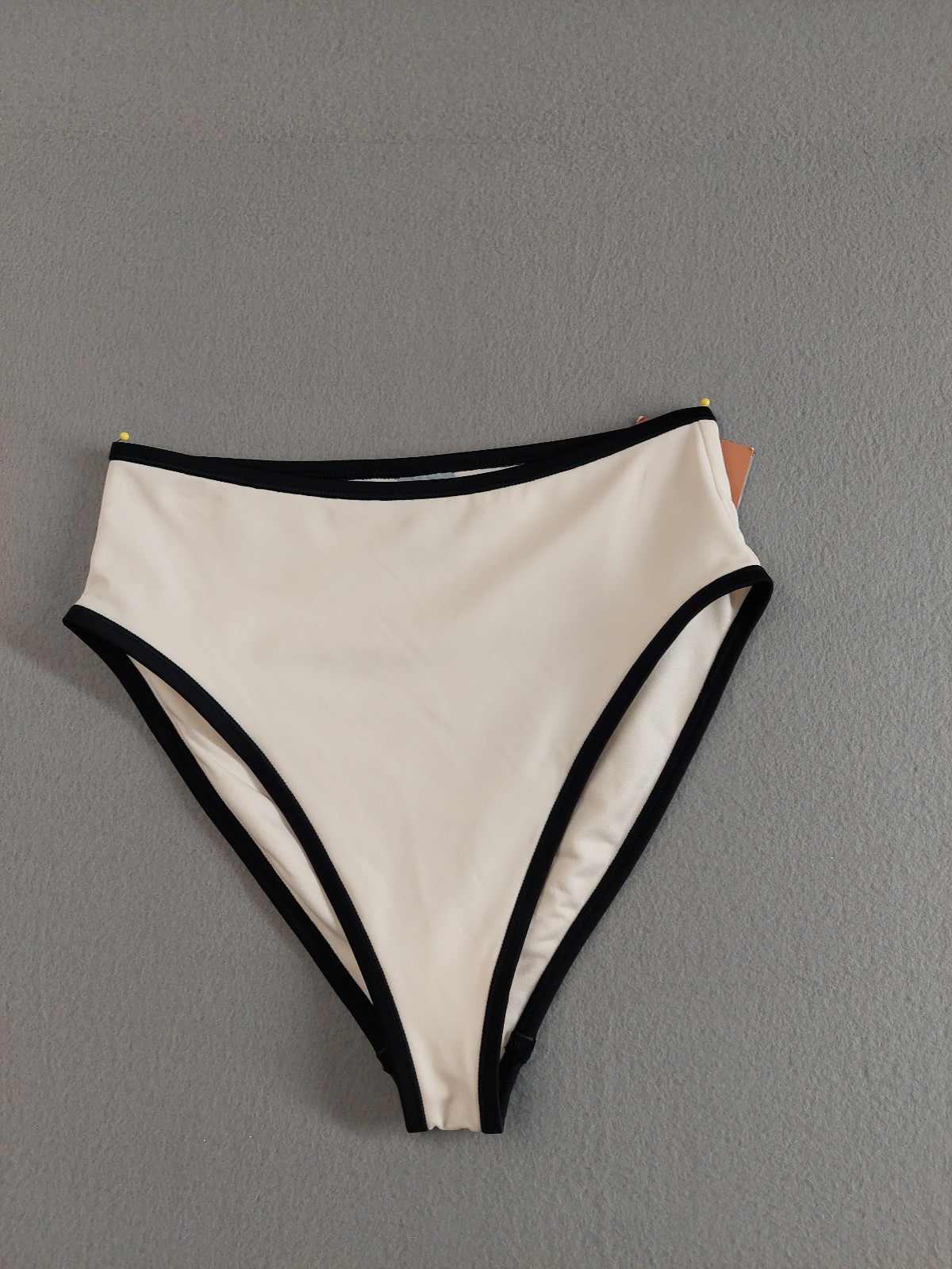 Shade & Shore Women Bikini Bottom White Black Trim Stretch Easy Care Pull On