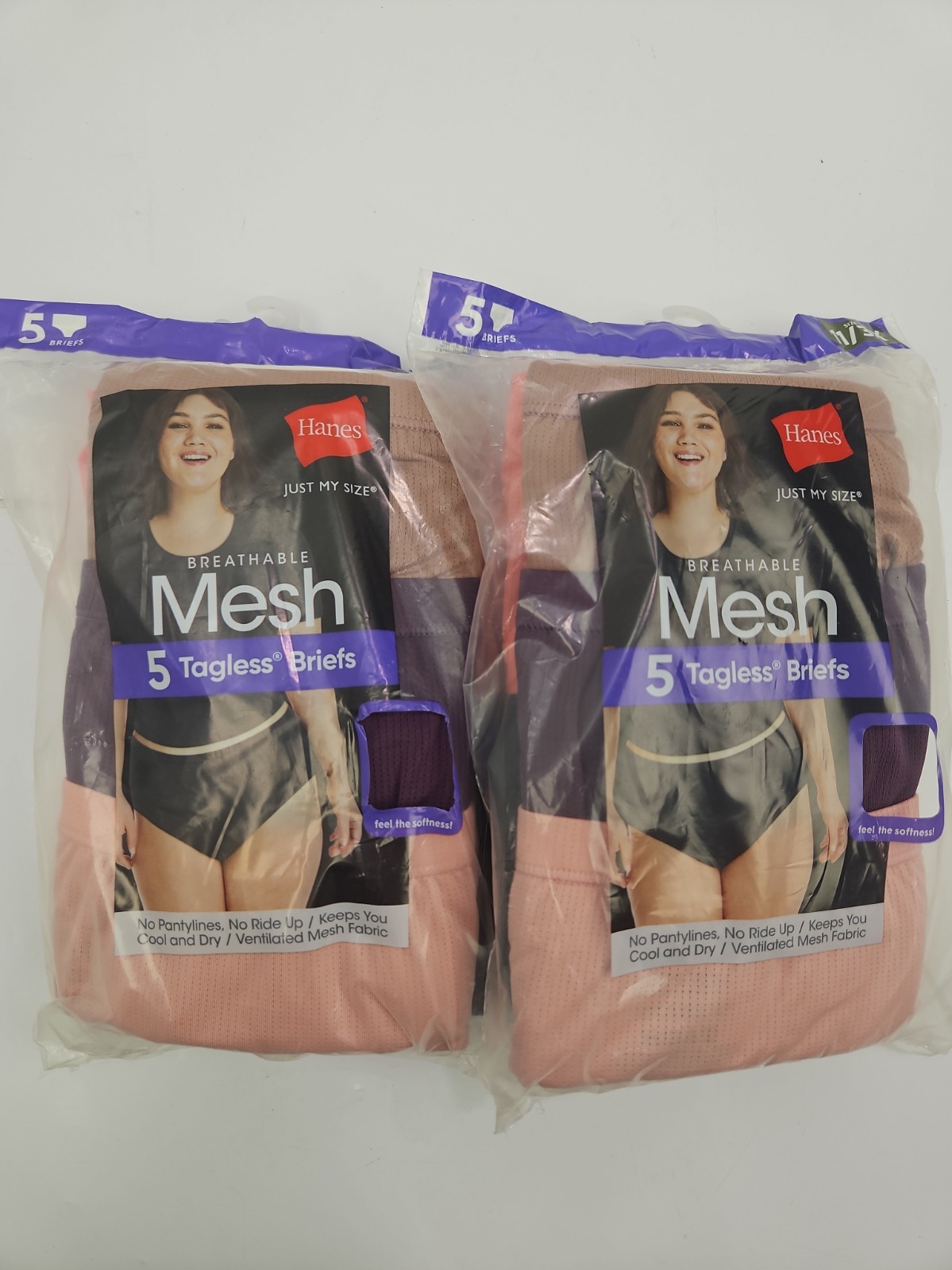 x2 5Pk Hanes Womans Mesh Tagless Briefs Just My Size New 11/3X | Free Ship