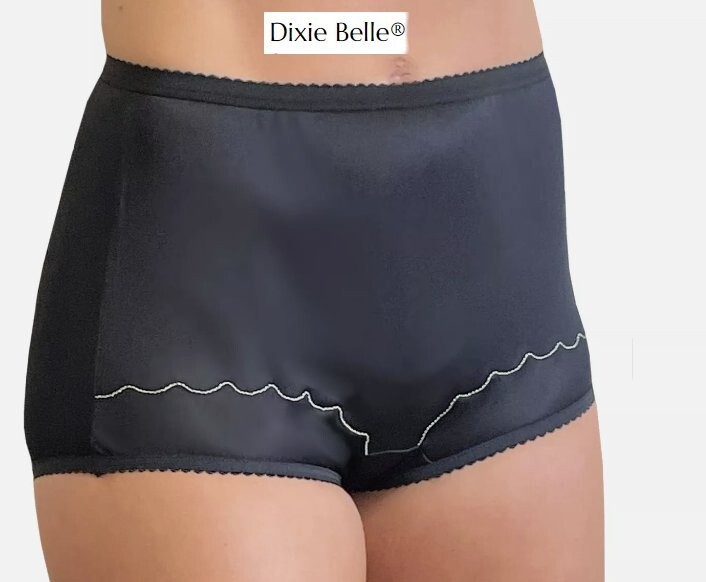3 Pair Dixie Belle Black Nylon Size 8 Scalloped Leg Panty Style 719 Free Ship!