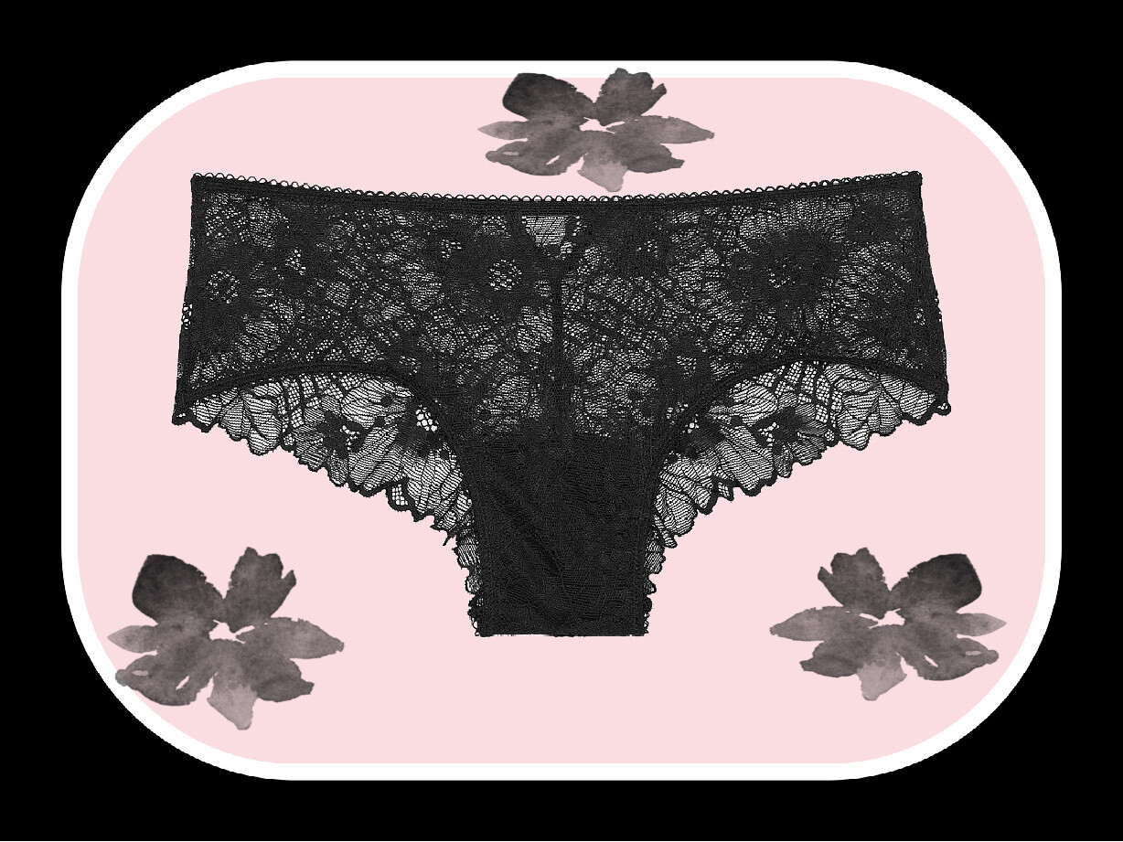 S M L XL XXL NOIR Black FLORAL LACE w Back Detail Victorias Secret CHEEKY Panty