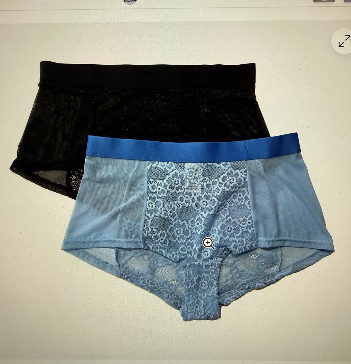 Parade Women’s 2 Pack Boy Short Underwear Blue & Black Lace Panties Set XL