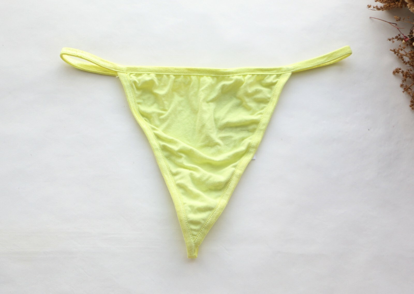 Women Sexy Thong Solid Smooth T-back underwear Hipster G-string Panties Yellow S