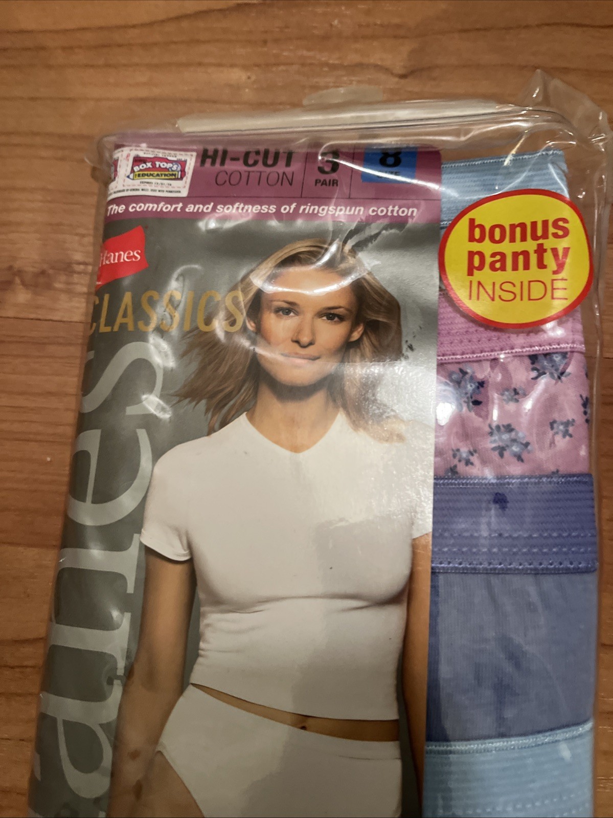 Hanes Womens Classics Tagless Hi-Cut Panties Underwear 4 Pair Size 8