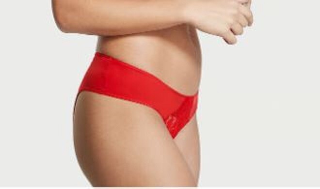 Victoria’s Secret Lipstick Red Cheeky Panties XS-L Open Ouvert Silky Floral Lace