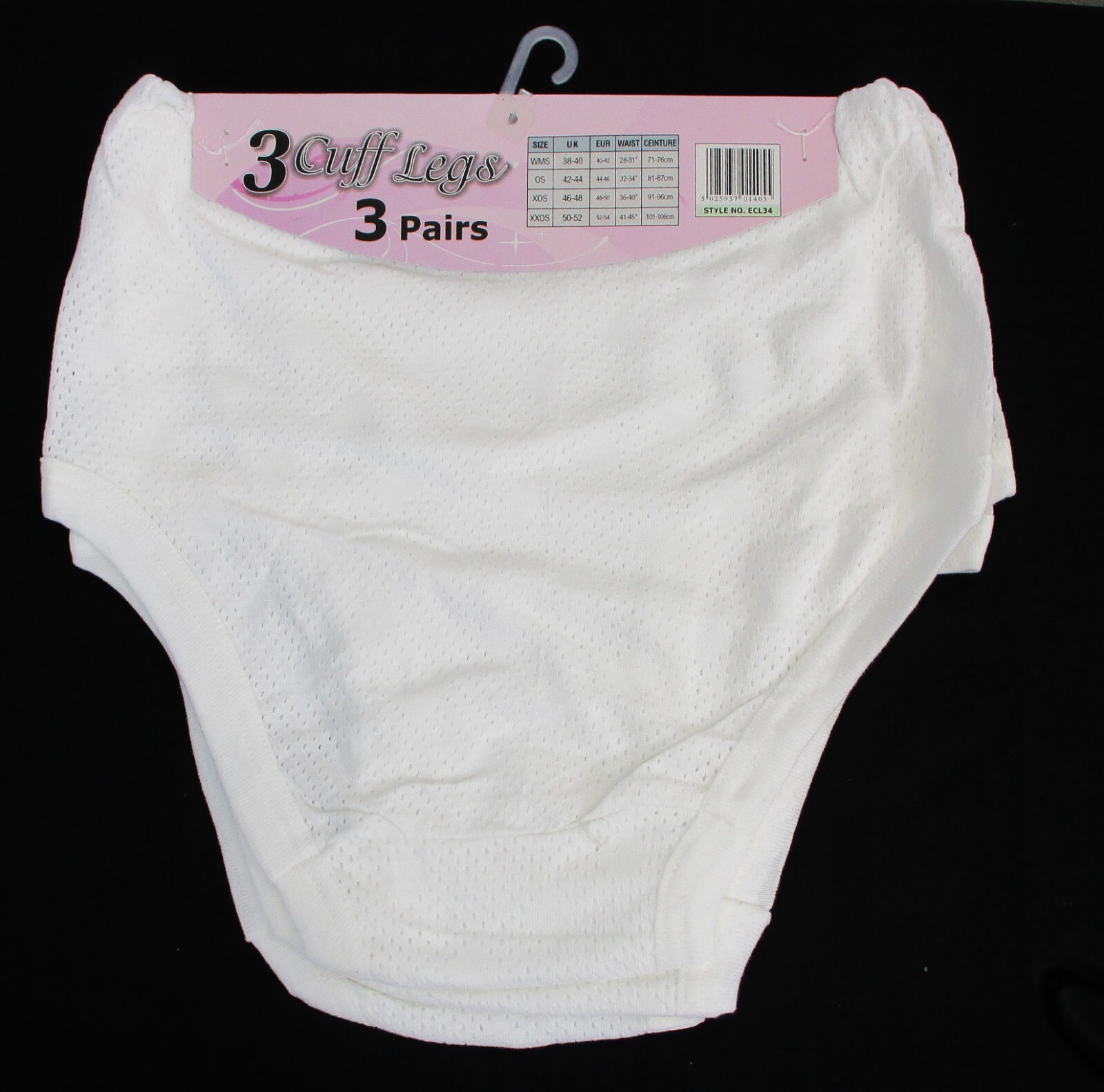Ladies 3 Pack 100% Cotton Full Mesh Mama Briefs Sizes:38-40″,42-44″,46-48″,50-52