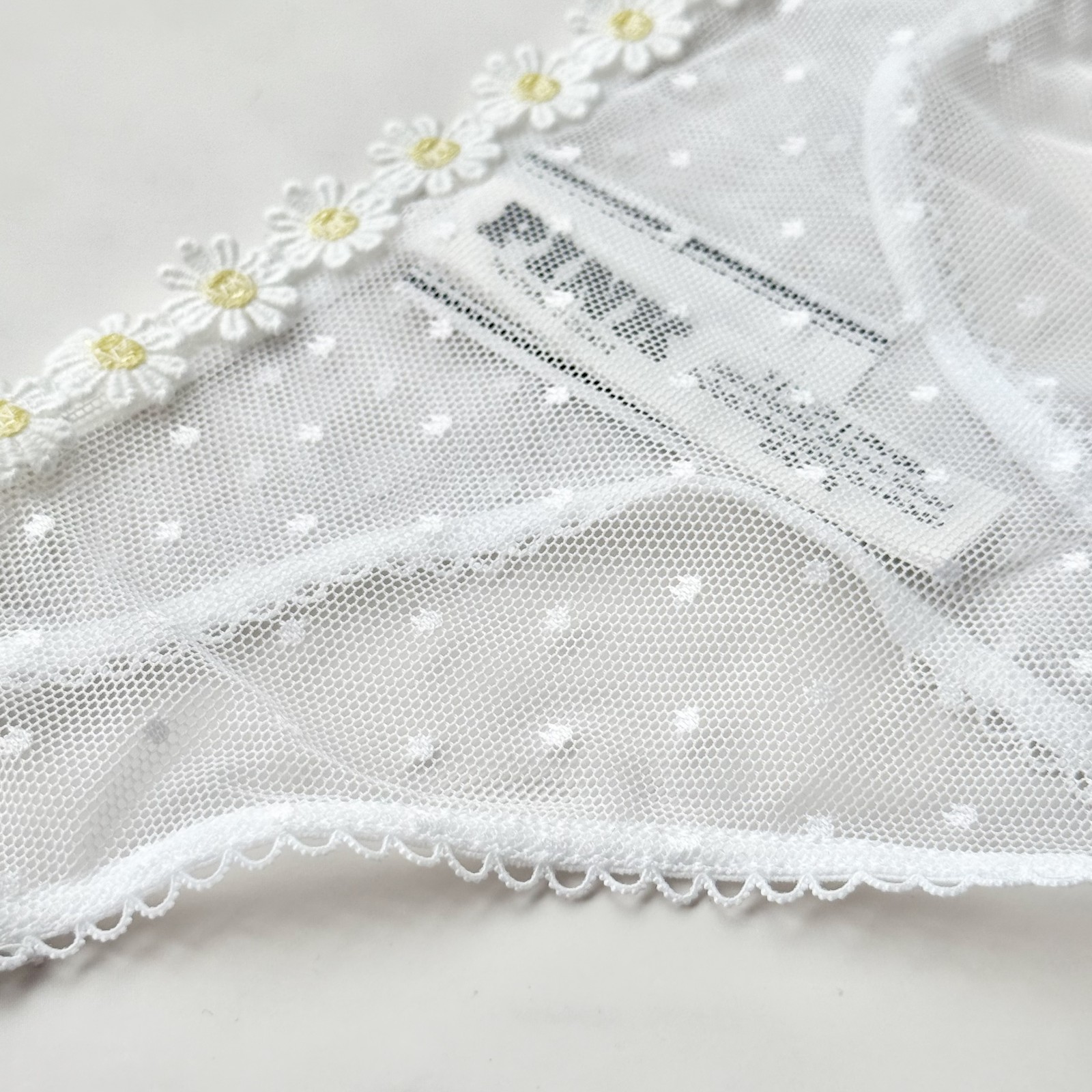 PINK Victoria’s Secret Wink Strappy Dot Mesh Thong Panty White SZ L/XL
