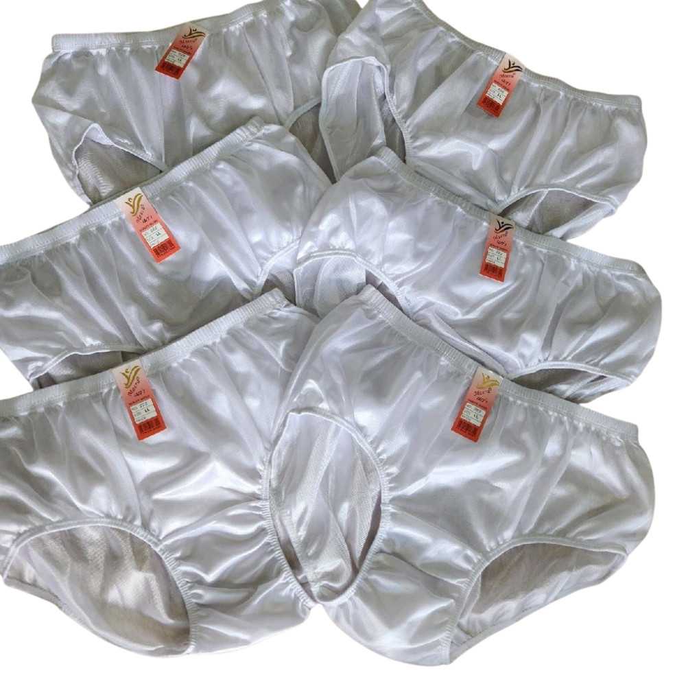 6 Pack White Nylon Briefs Unisex Underwear Soft Stretch Knickers M-2XL