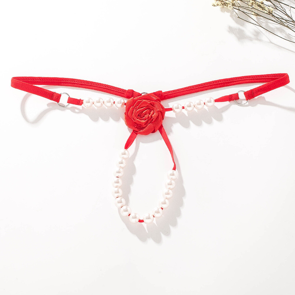 Plus Size Womens Sexy Pearl Panties Crotchles Underwear Thong Lingeries Briefs