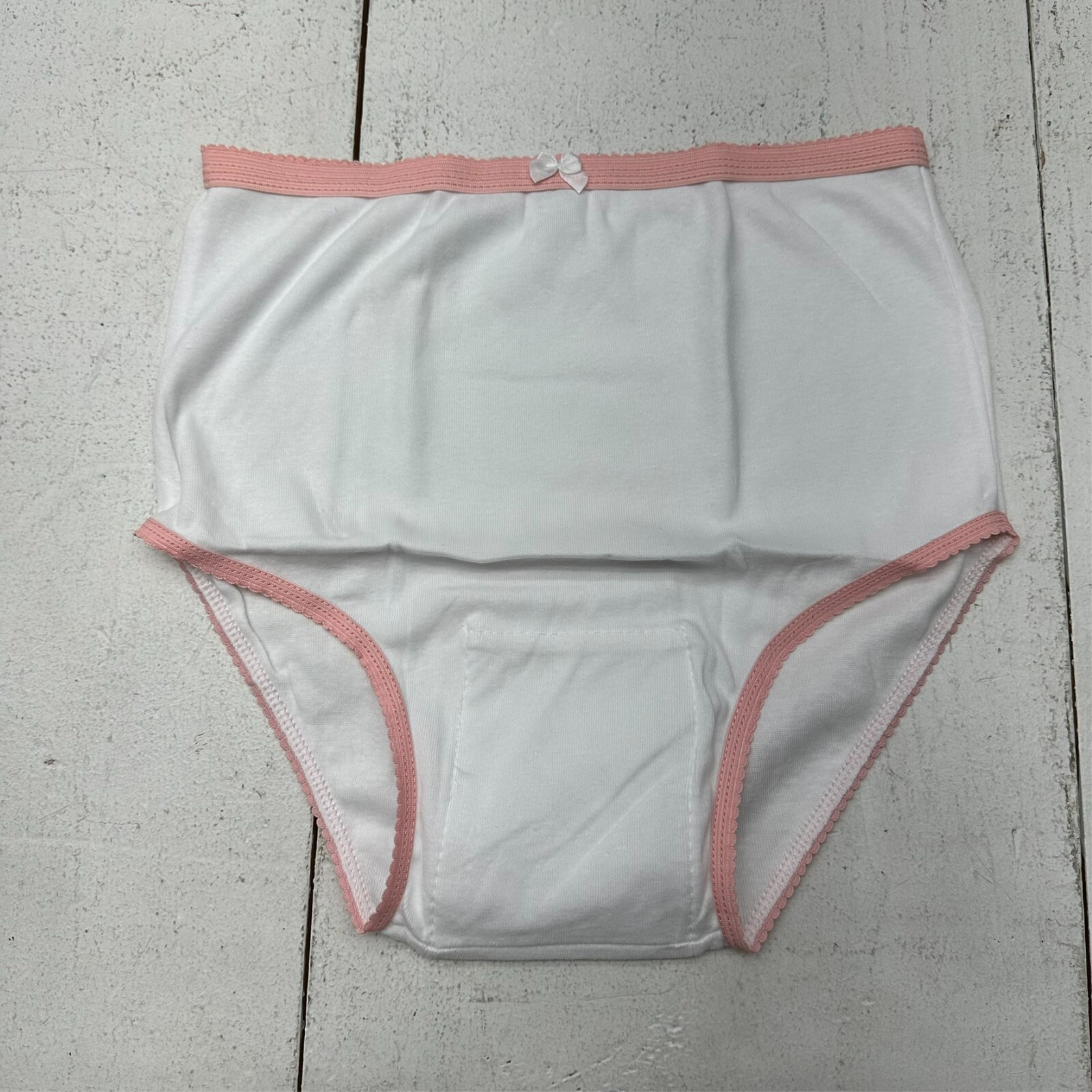 Inspire White Pink Hem Bow Accent High Waisted Padded Underwear Womens Size L