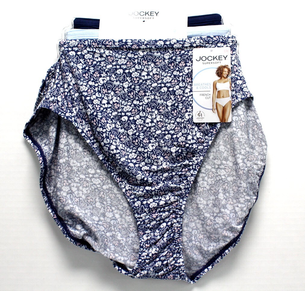 3 Pairs – Jockey SUPERSOFT BREATHE Panties FRENCH Hi Cut Blue Floral Size 10 3XL