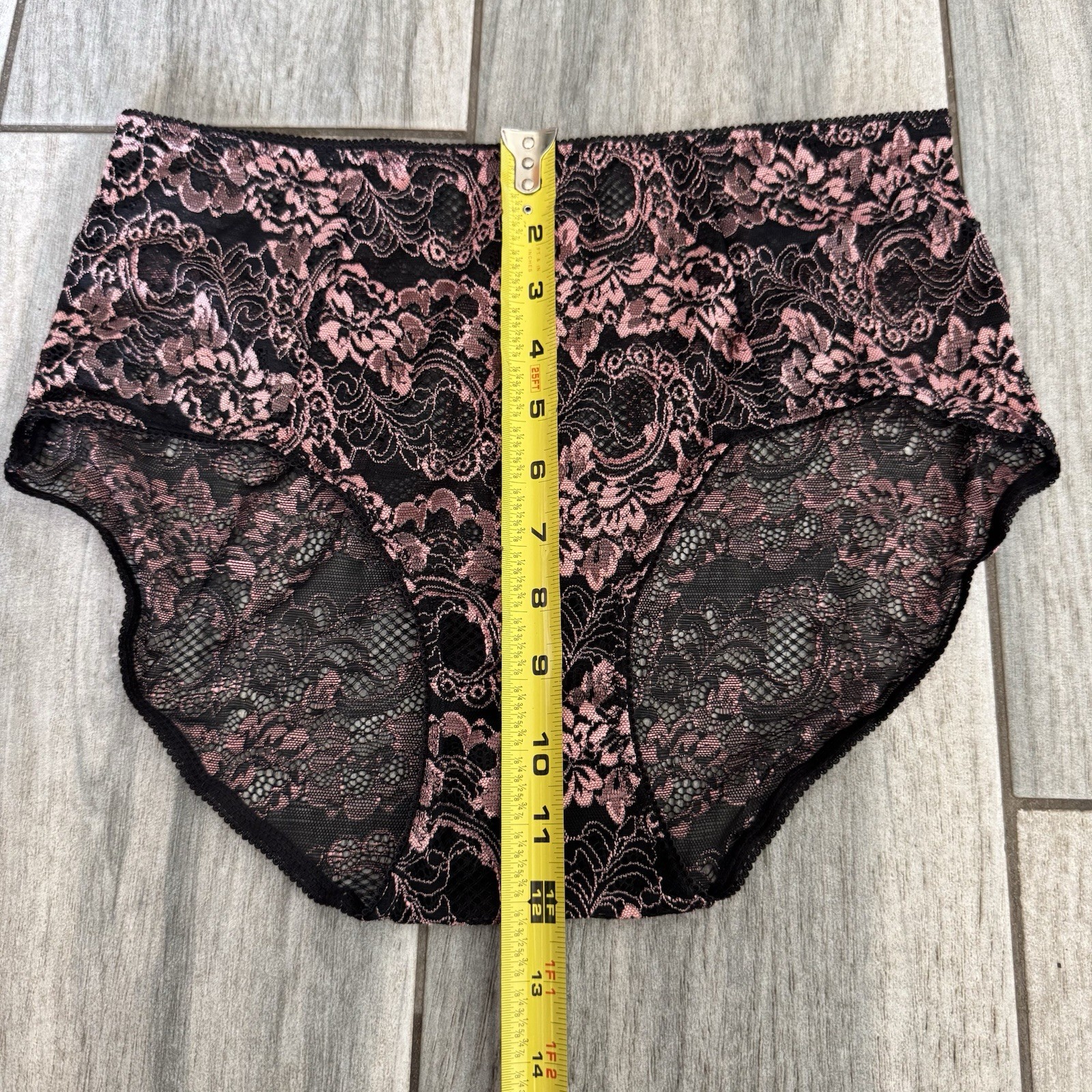 Women’s Ribbon Black And Pink Floral Lace Underwear Panties Large Sexy