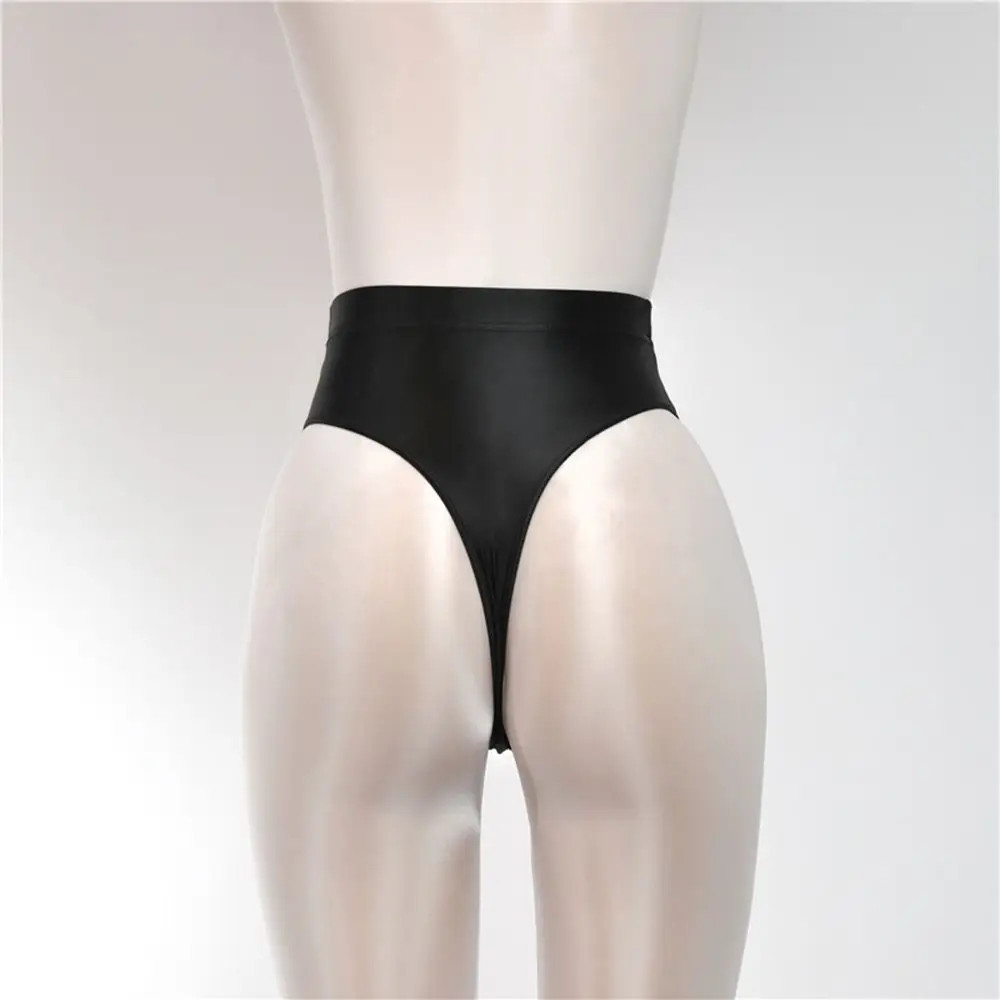 High Waist Thong Panties Sheer Glossy Stretch Lightweight Dancewear Women
