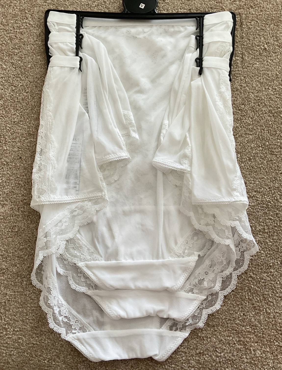 M&S 3 Pack Size 24 Full Brief Knickers Lace & Mesh White