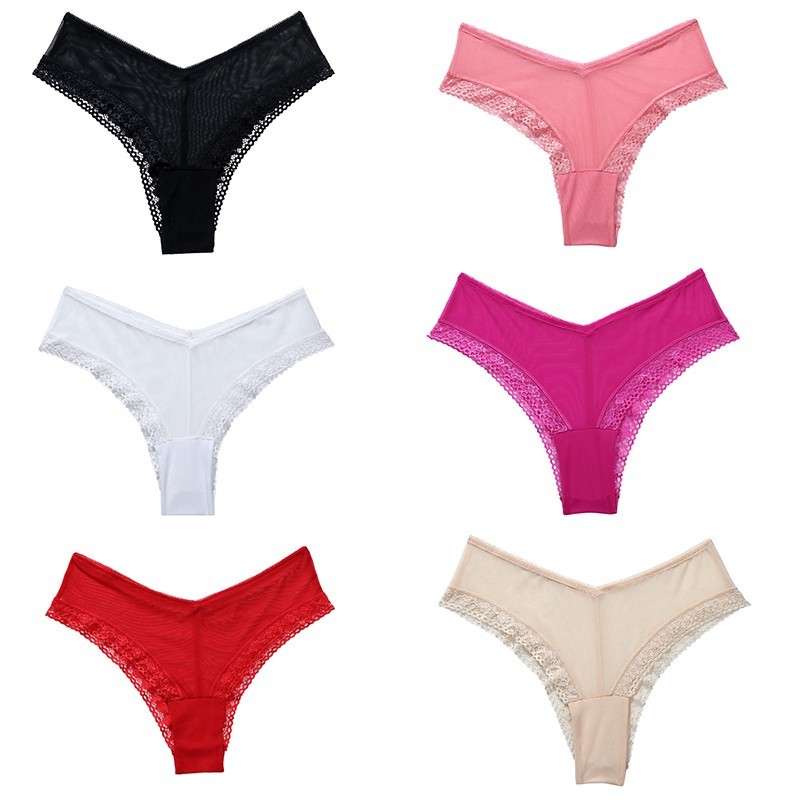 6 Pack Lot Sexy Womens See Through Sheer Panties Underwear V cut Briefs Lingerie