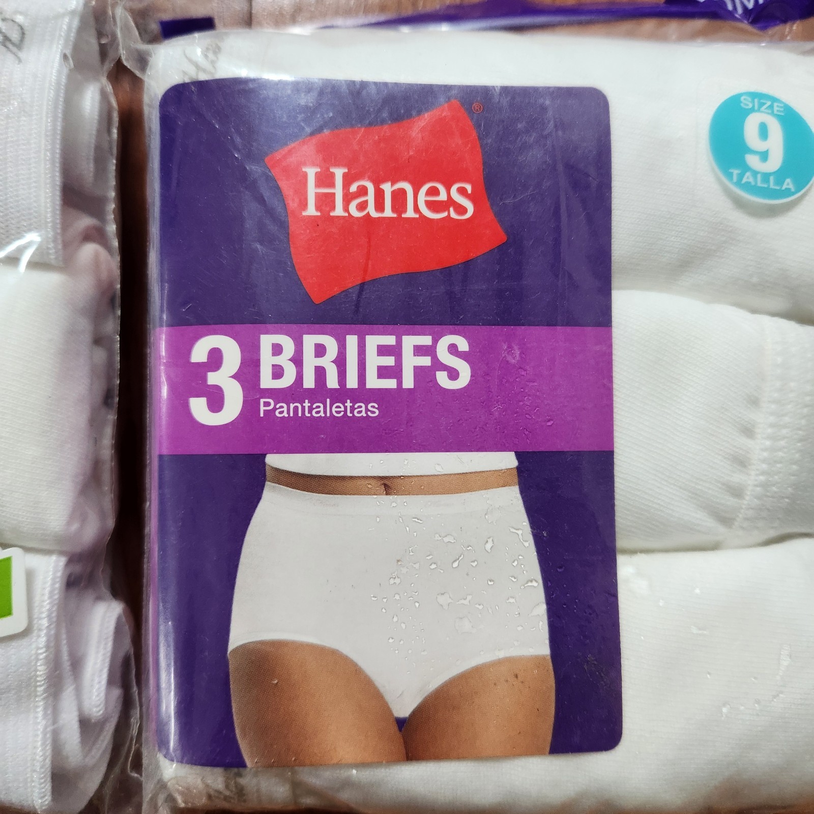 Lot of 2 Hanes Womens Underwear Briefs Panties 100% Cotton 3-Packs, Size 9