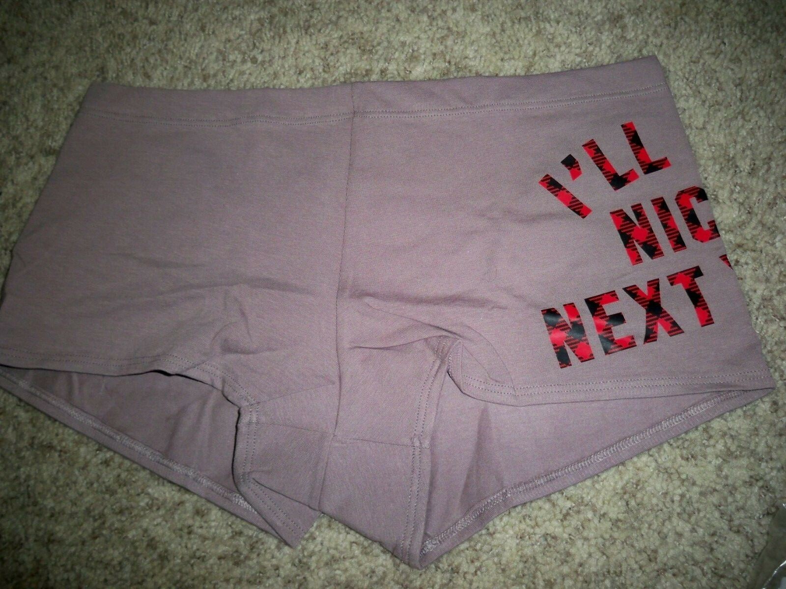 VICTORIAS SECRET HOLIDAY BOYSHORT LARGE I’LL BE GOOD NEXT YEAR