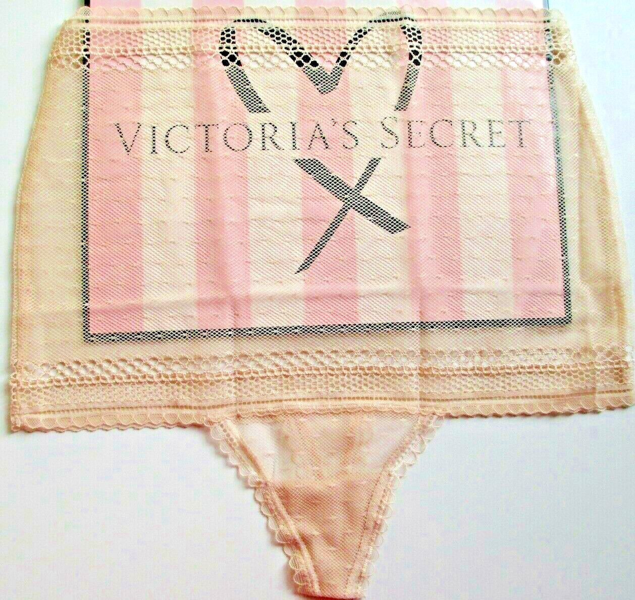 VICTORIA’S SECRET High Waist Thong Panty S Ivory NWT Fishnet Lace VS