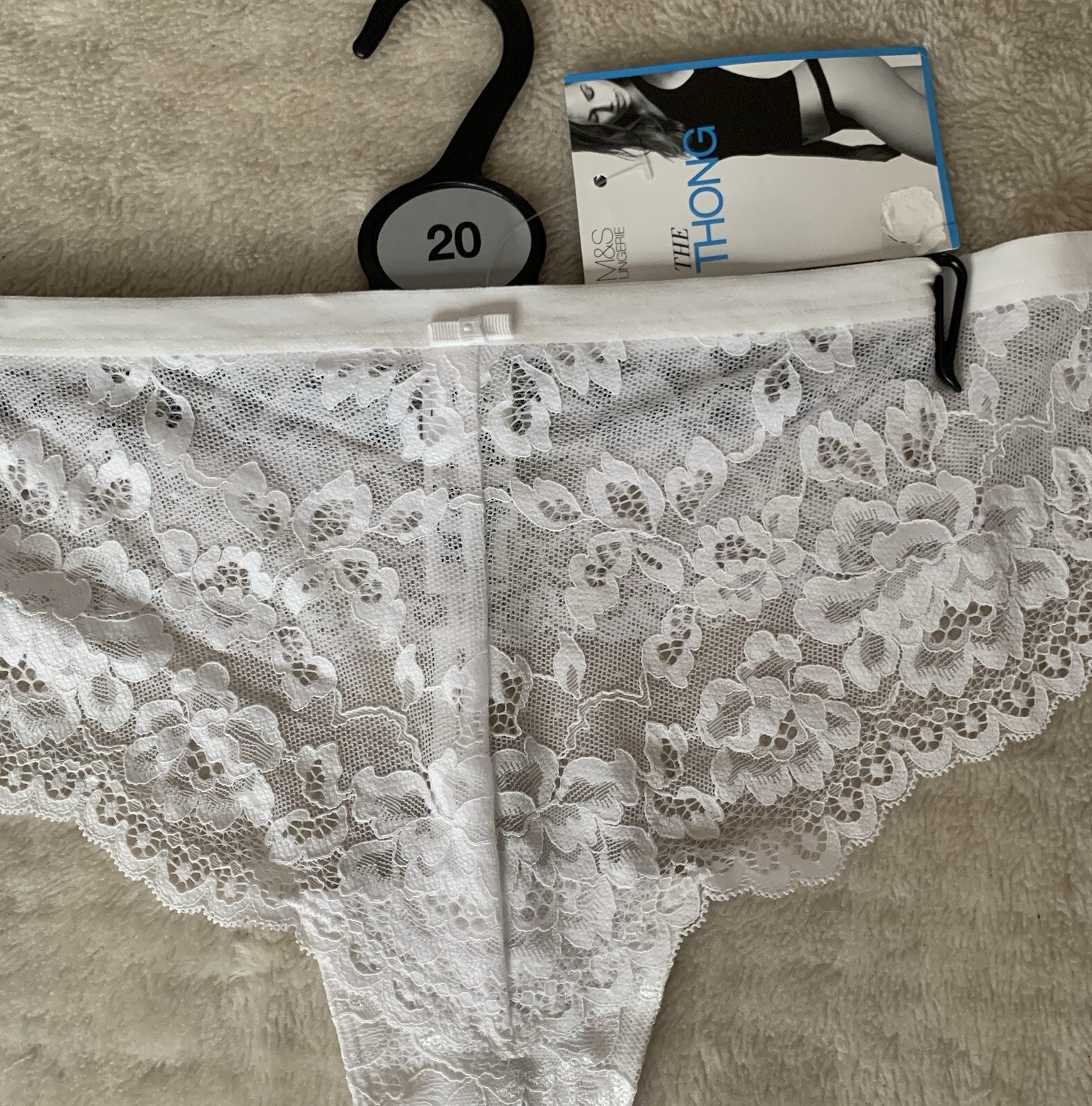 BNWT M&S Thong Lace mix UK 20 In White