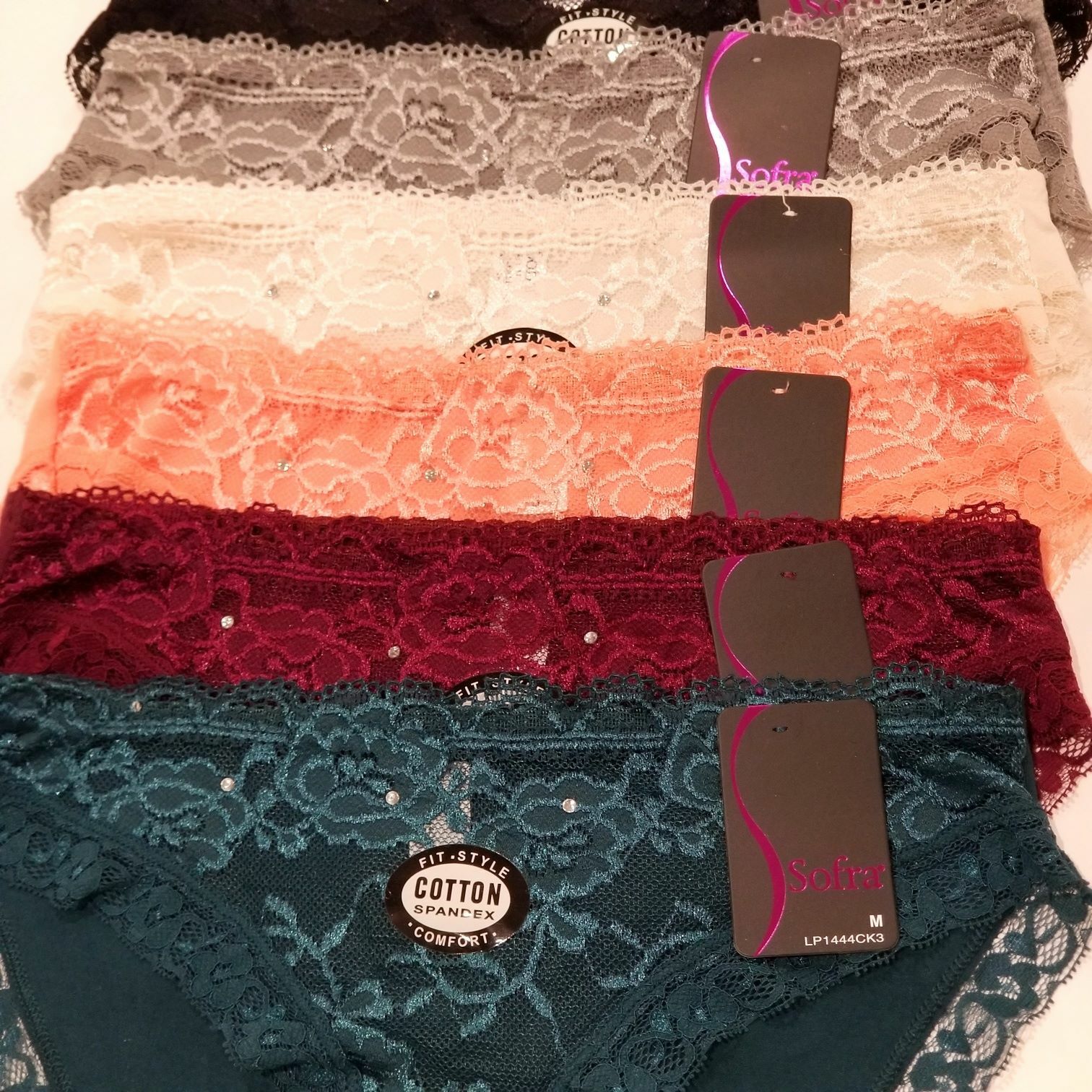 6 Pack Women Ladies Stretch Lace Front Comfortable Cotton Bikini panty Underwear