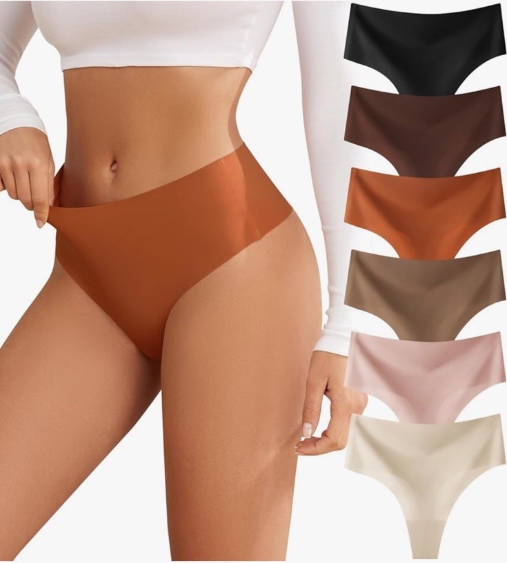 Women’s Seamless High Rise Thong Panties 6-Pack Multicolor Solid Size M