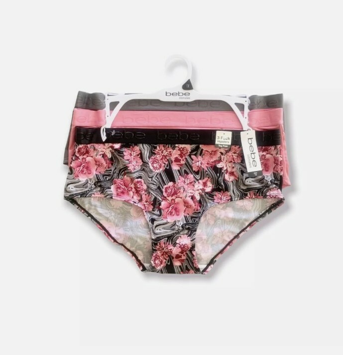 Bebe New 3pk Plus 1X Tag Free Hipster Panty Stretch Elastic Waistband NWT
