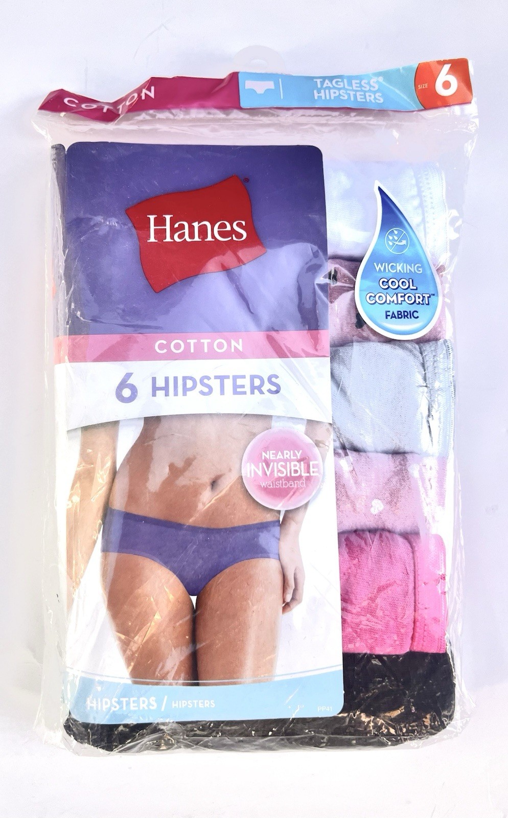 Hanes Underwear Womens 6 Medium Hipsters Cotton Pure Comfort 6 Pair