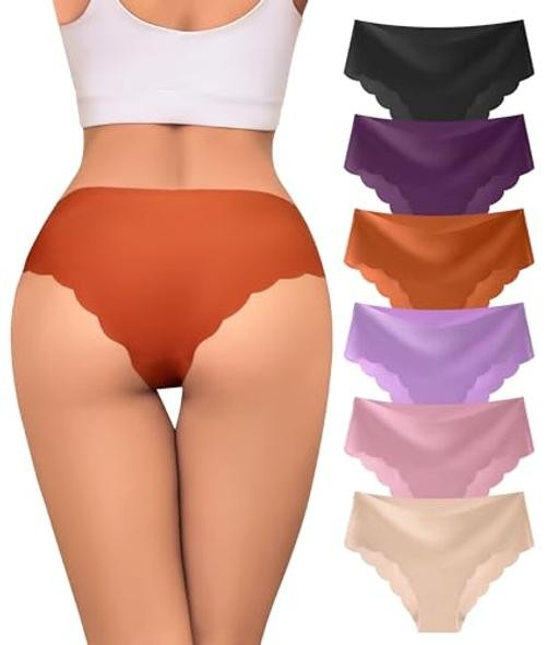 Sexy Seamless Underwear Wave Edge No Show Bikini Panties V Medium Multicolor-01