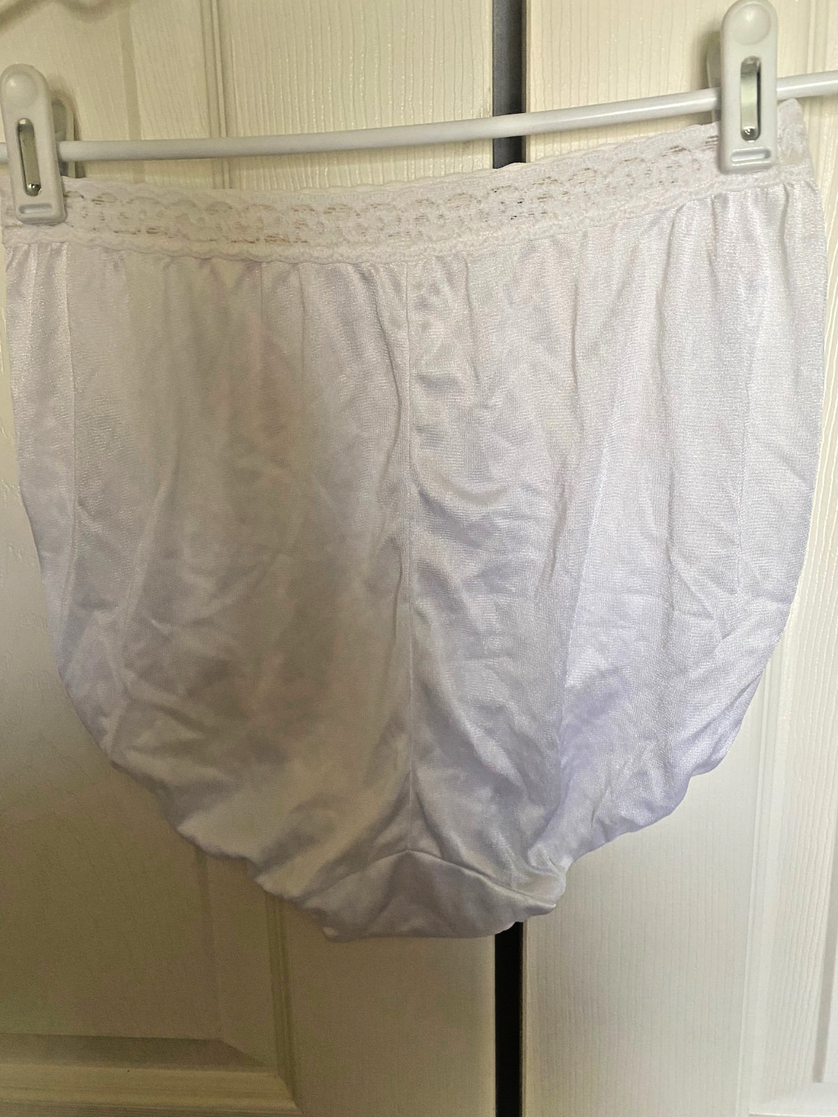 New VTG Warners Size 7 High Waist Panties White Lace trim 05196 Granny