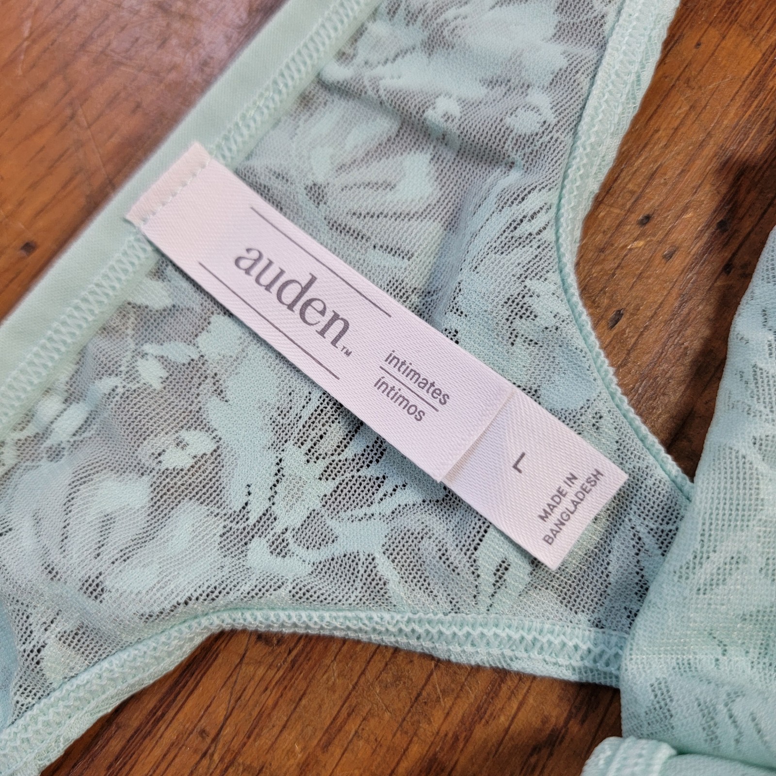 (3) Auden Womens Large (12-14) Nylon Mesh Thong Underwear Target L Green Floral