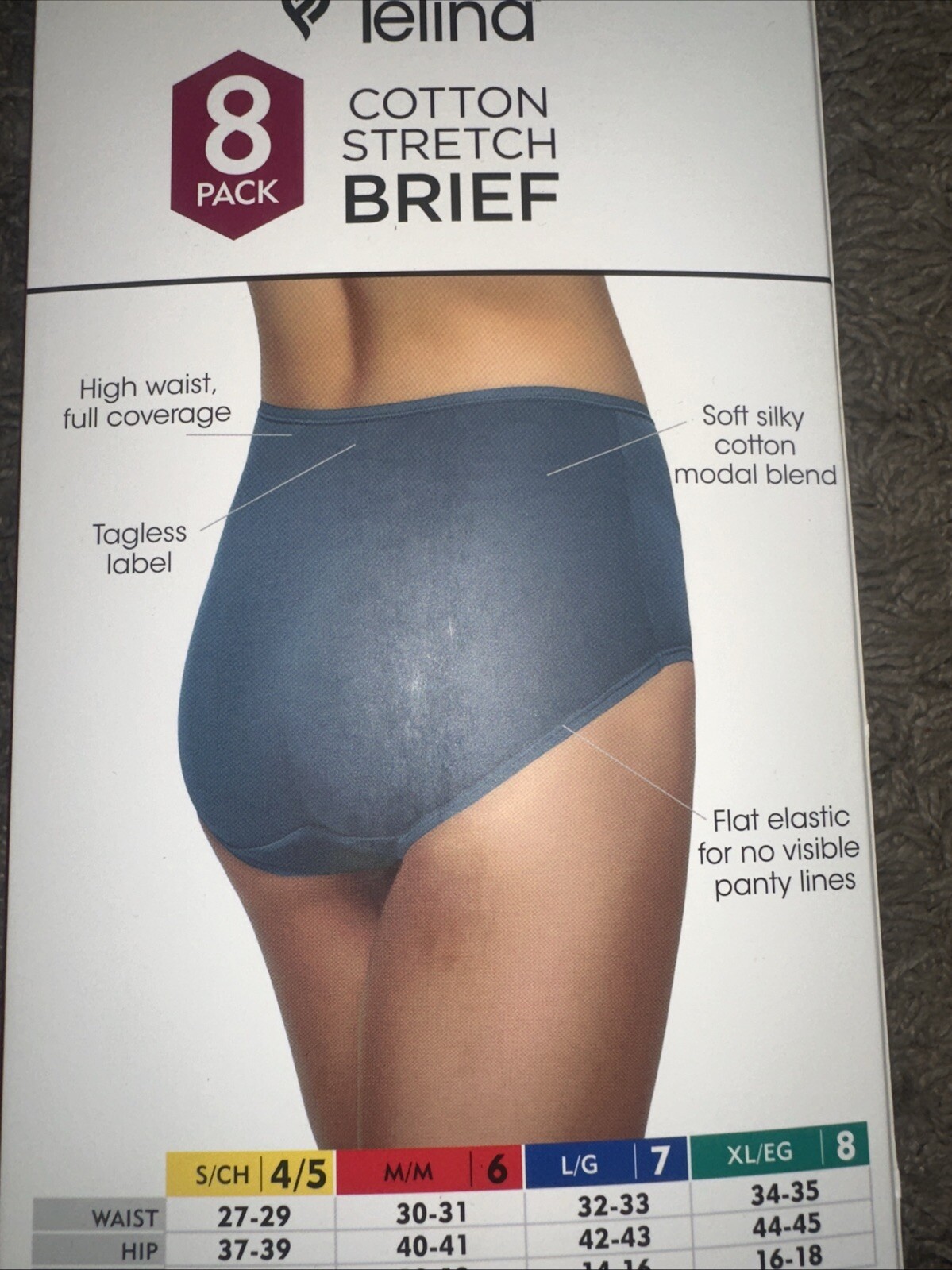 NEW Women’s Felina 8 Pack Cottan Modal Stretch Hi Cut Brief Underwear Pink Small