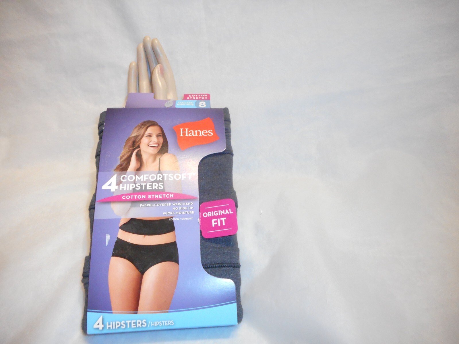 Hanes 4 Pack Comfortsoft Black Hipster Cotton Stretch Panty Size8/ XtraLarge