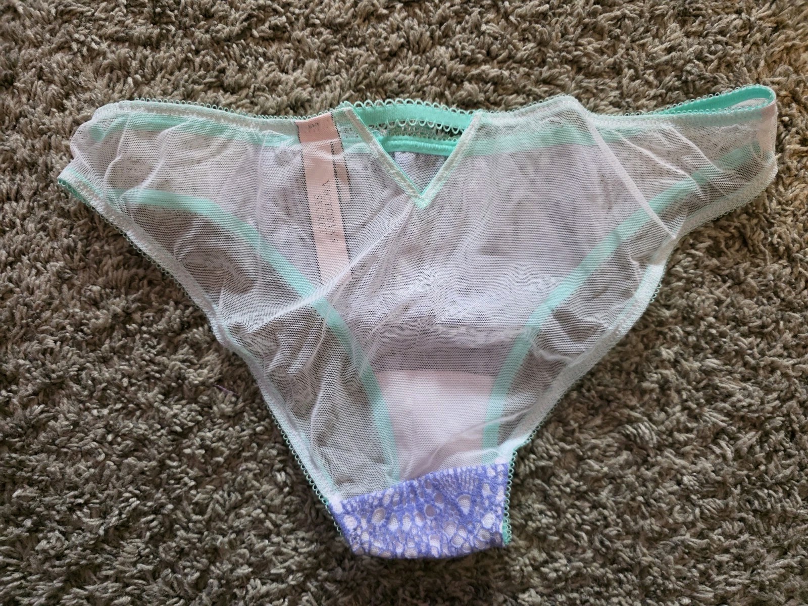NWT Victoria Secret Underwear Sz Medium, Mint Trim, Lavendar Lace, White Mesh