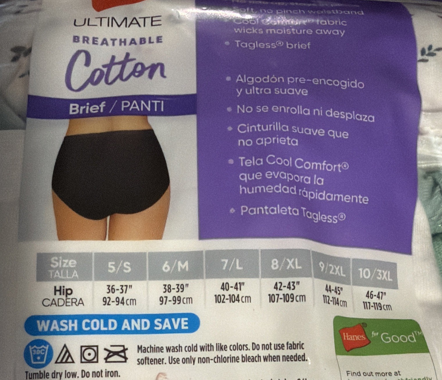 Hanes Ultimate Breathable Cotton Tagless Briefs Underwear Women Size9/2X Retired