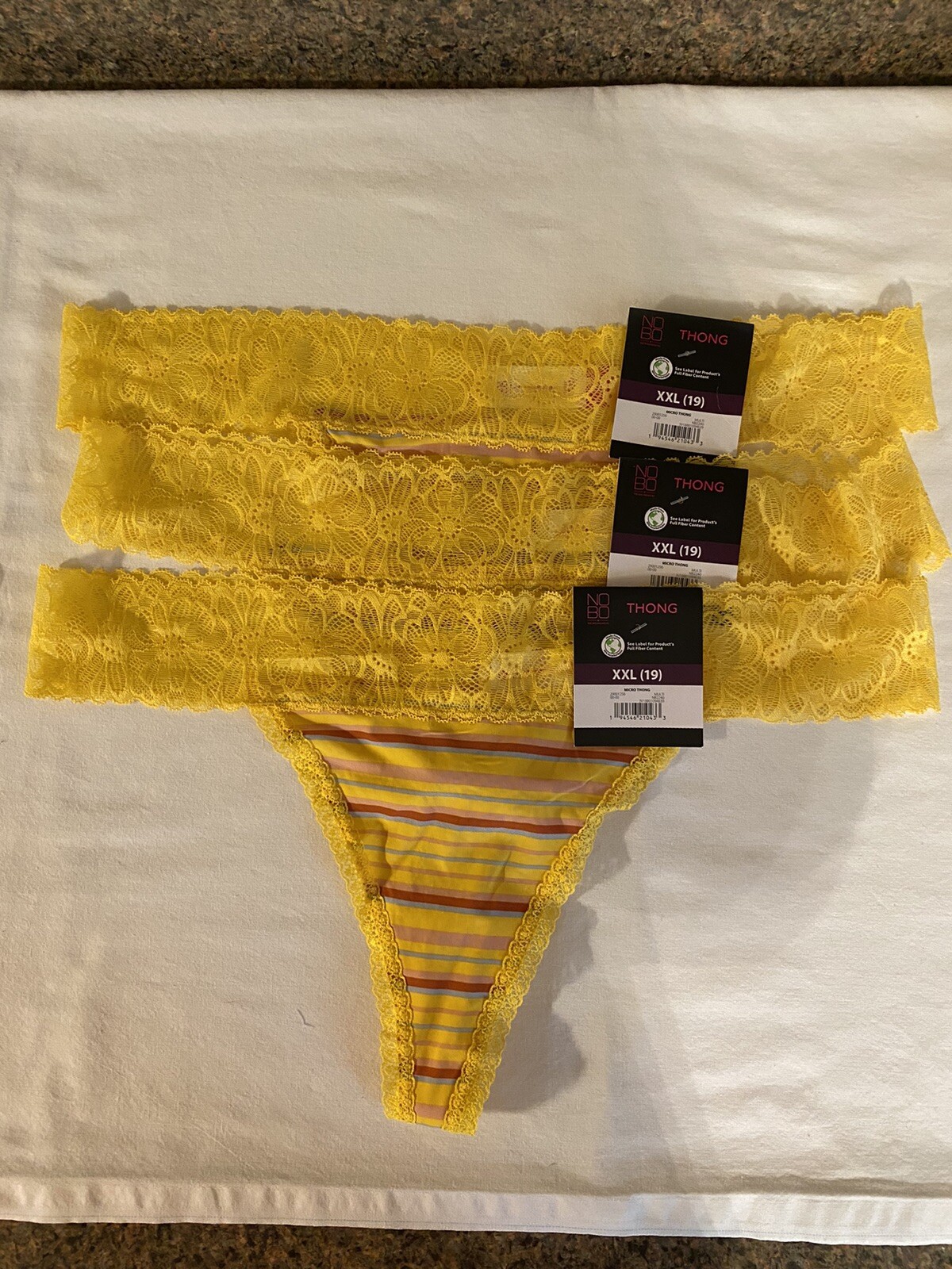 NEW 3 Pair No Boundaries Micro Thong Underwear XXL 19 Multicolor