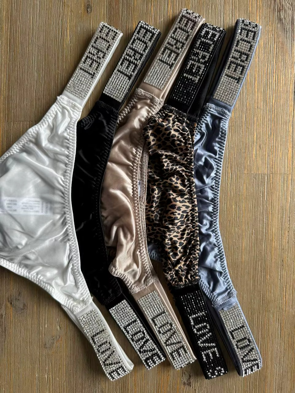 Rhinestone Shiny Strap Cheeky Thong Panties Sexy-Women Seamless Underwear