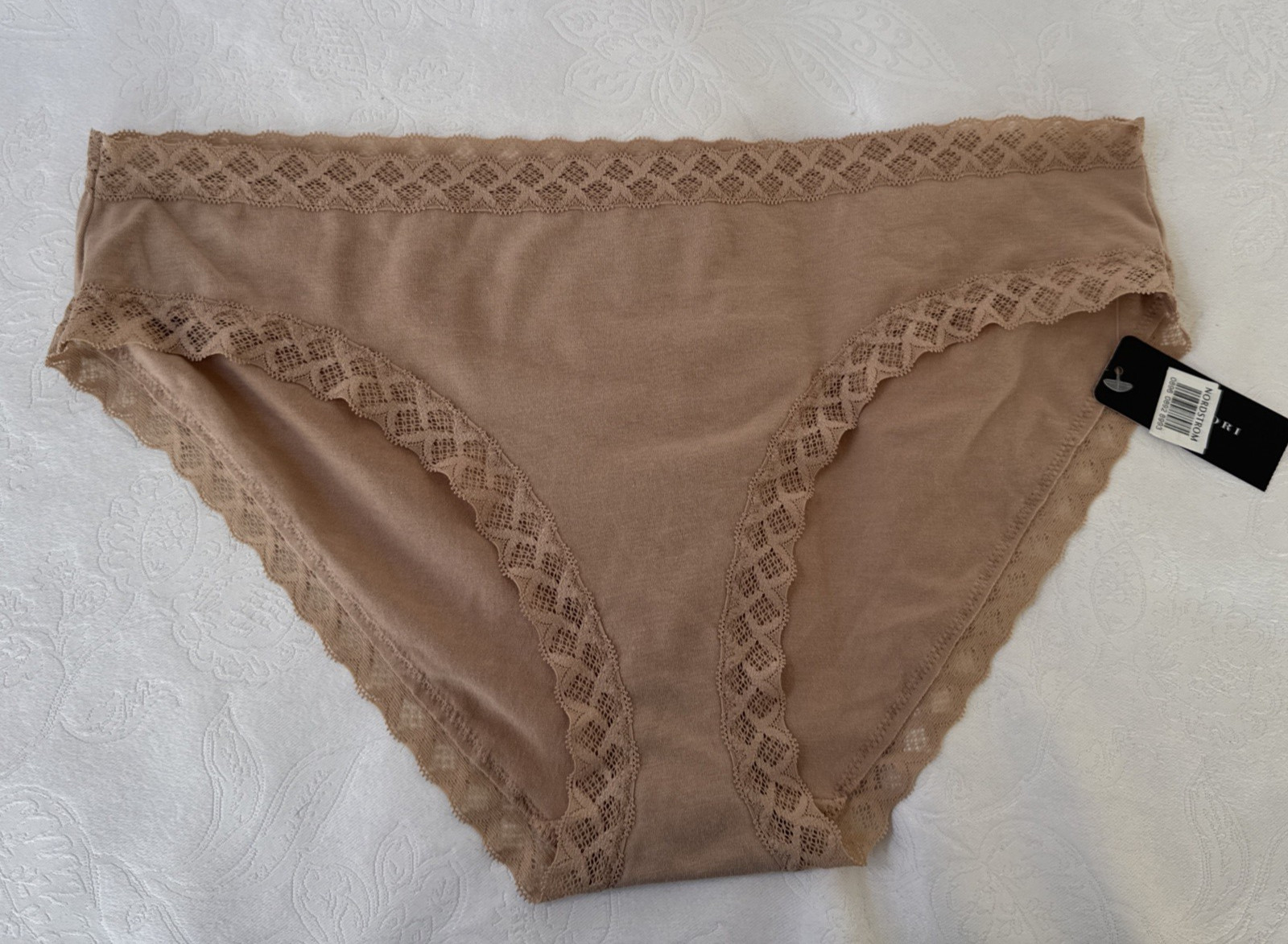 $32 Natori Women’s XL Buff Beige Lace Trim Cotton Briefs Underwear Panties NEW