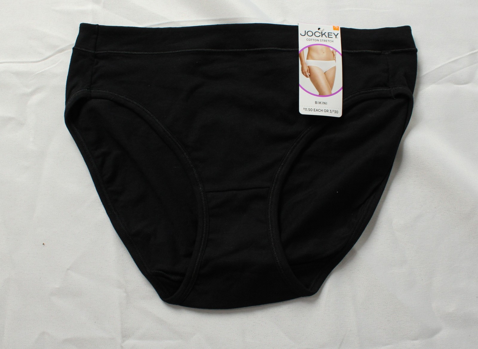 Jockey Women’s Cotton Stretch Low Rise Full Coverage Bikini DH3 Black Large NWT