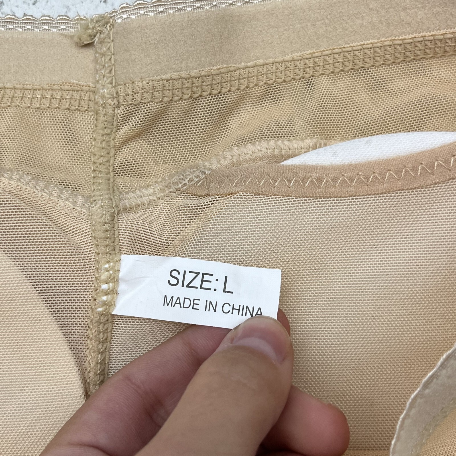Beige Mesh Butt Padded Lace Trim Boy Short Underwear Women’s Size Large NEW